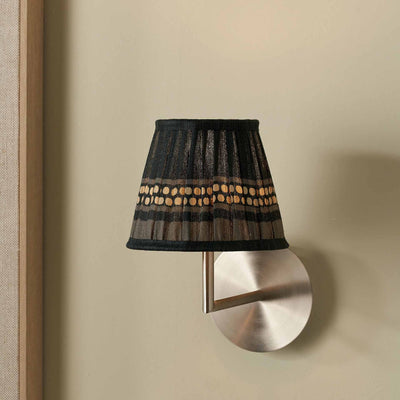 Tamala Black Silk Border Print Mushroom Pleat Tapered Lampshade