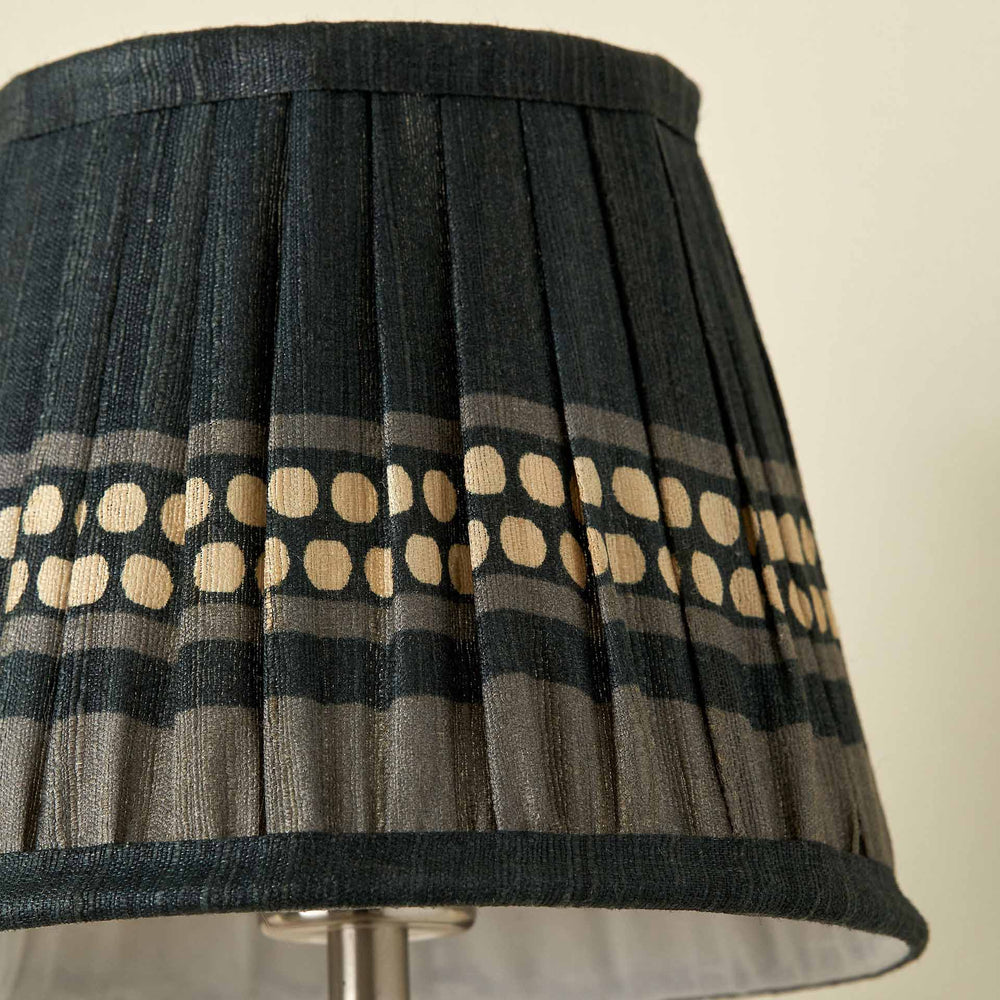 Tamala Black Silk Border Print Mushroom Pleat Tapered Lampshade
