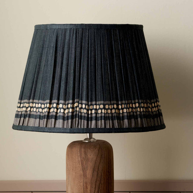 Tamala Black Silk Border Print Mushroom Pleat Tapered Lampshade