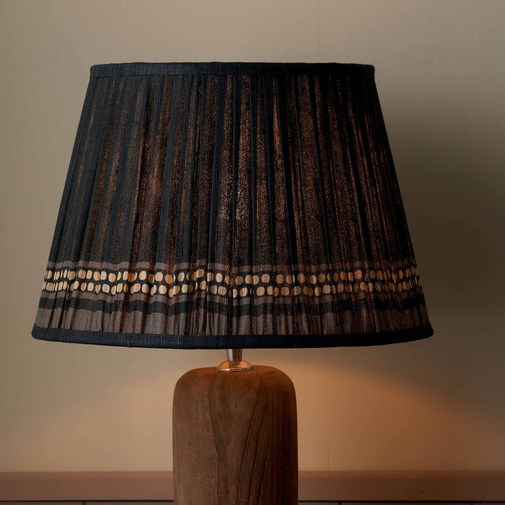 Tamala Black Silk Border Print Mushroom Pleat Tapered Lampshade