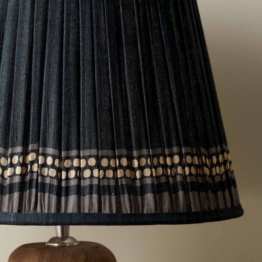 Tamala Black Silk Border Print Mushroom Pleat Tapered Lampshade