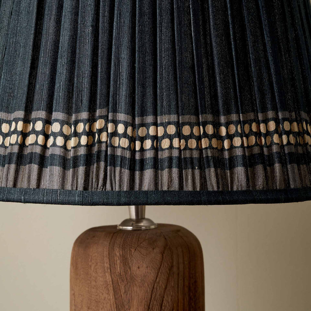 Tamala Black Silk Border Print Mushroom Pleat Tapered Lampshade
