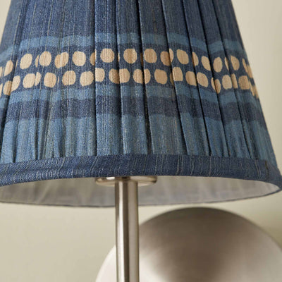 Tamala Denim Blue Silk Border Print Mushroom Pleat Tapered Lampshade