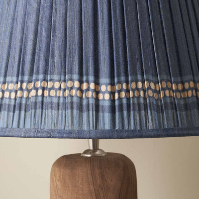 Tamala Denim Blue Silk Border Print Mushroom Pleat Tapered Lampshade