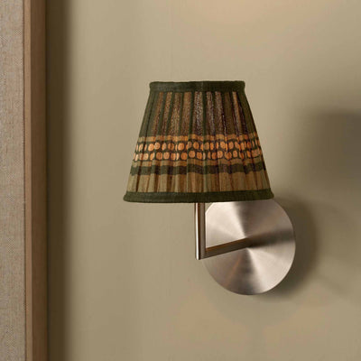 Tamala Olive Silk Border Print Mushroom Pleat Tapered Lampshade