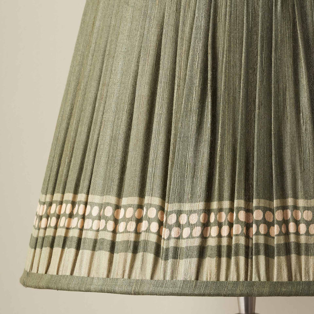 Tamala Olive Silk Border Print Mushroom Pleat Tapered Lampshade