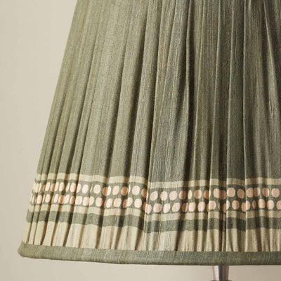 Tamala Olive Silk Border Print Mushroom Pleat Tapered Lampshade