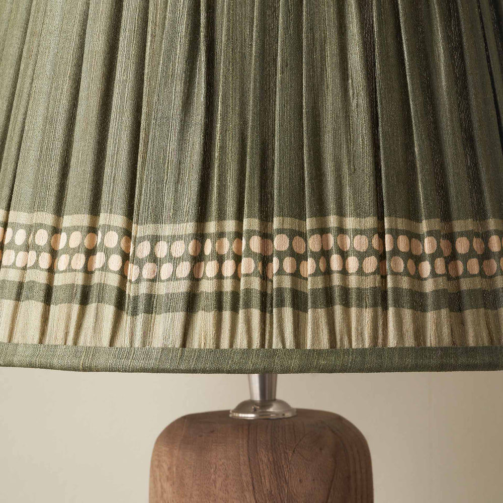 Tamala Olive Silk Border Print Mushroom Pleat Tapered Lampshade
