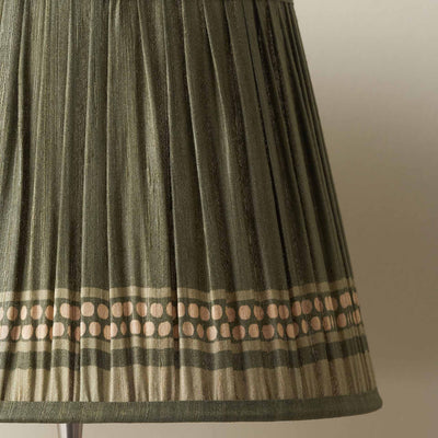 Tamala Olive Silk Border Print Mushroom Pleat Tapered Lampshade