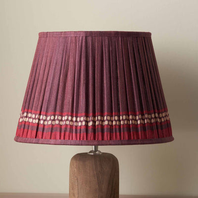Tamala Red Silk Border Print Mushroom Pleat Tapered Lampshade