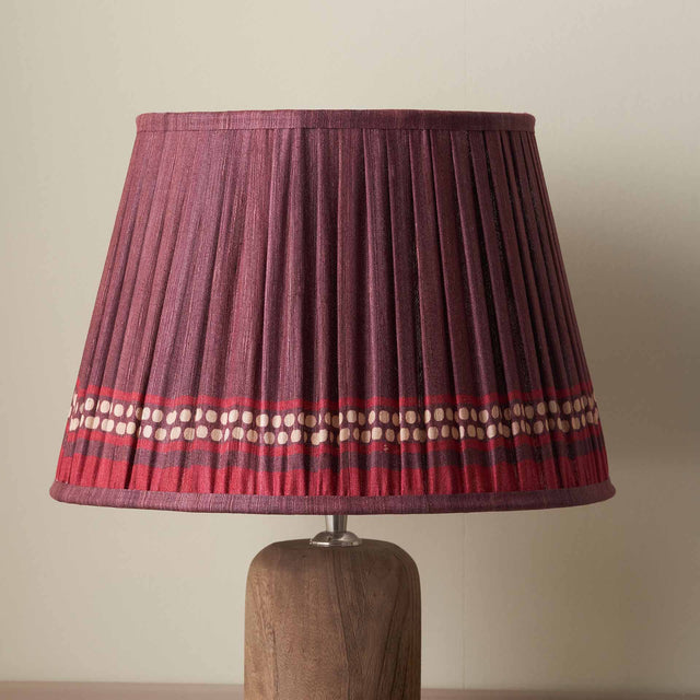 Tamala Red Silk Border Print Mushroom Pleat Tapered Lampshade