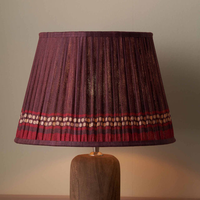 Tamala Red Silk Border Print Mushroom Pleat Tapered Lampshade