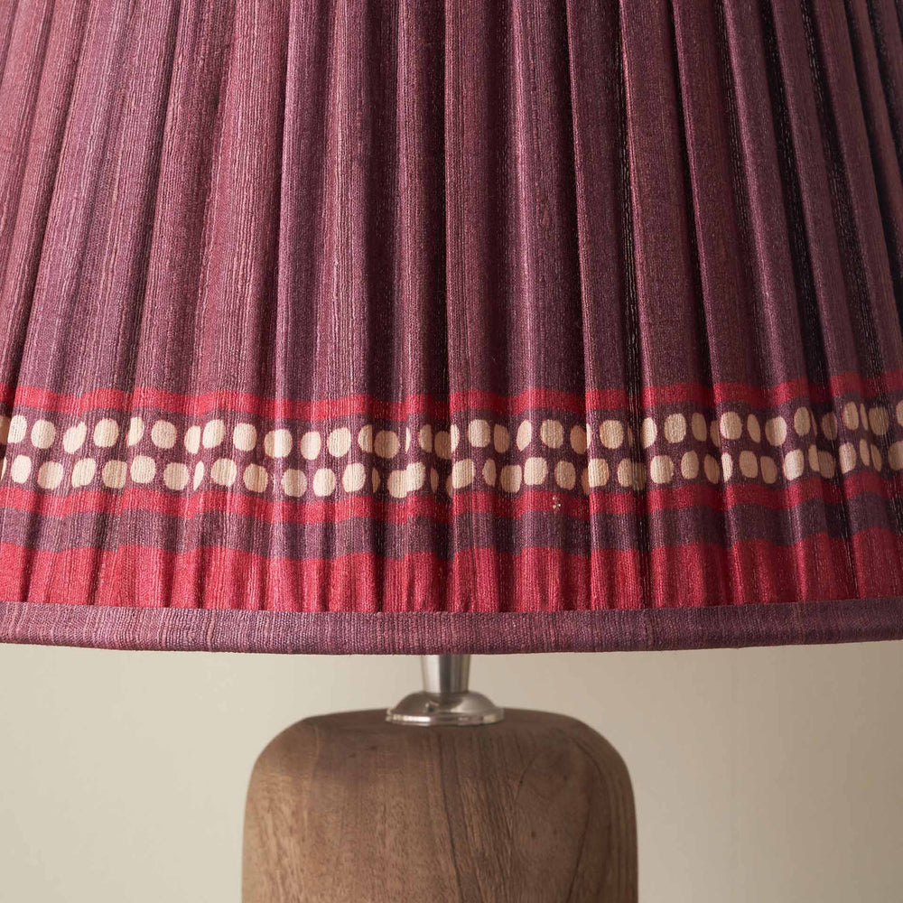 Tamala Red Silk Border Print Mushroom Pleat Tapered Lampshade