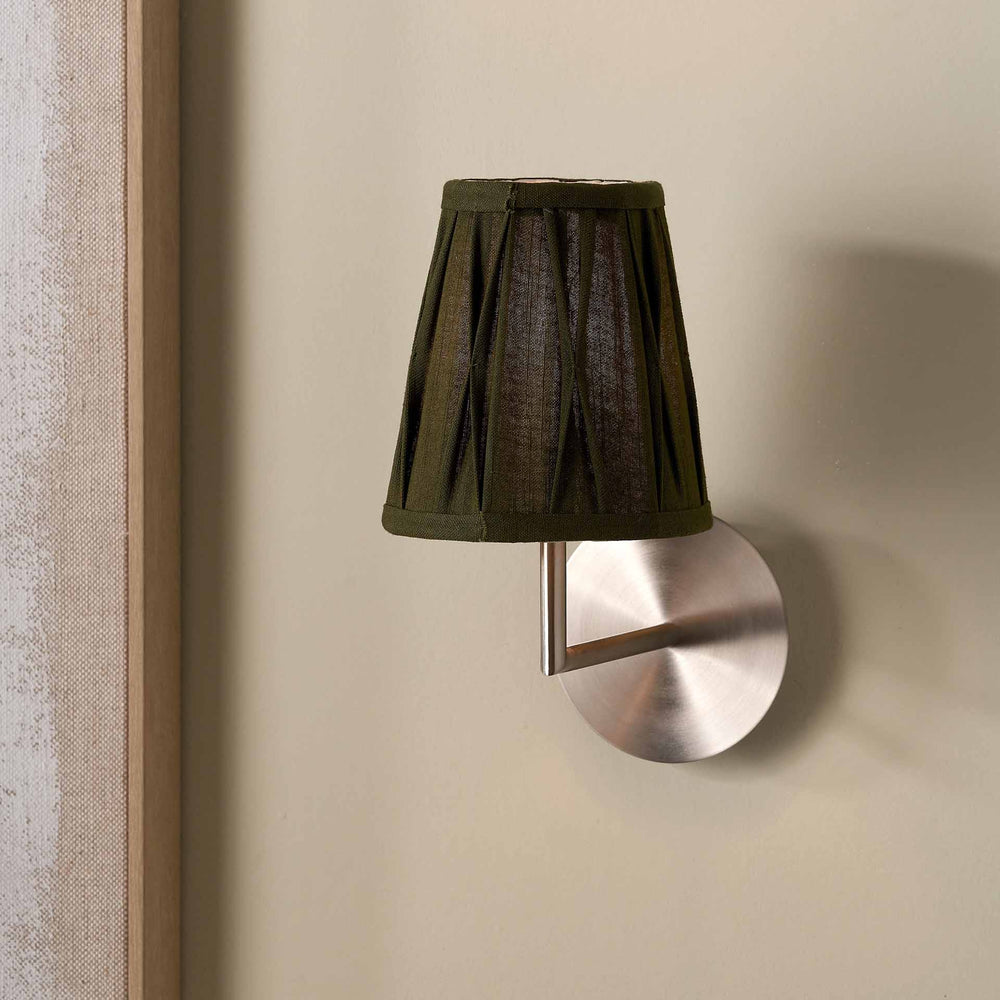 Jani Olive Cotton Pinch Pleat Tapered Lampshade