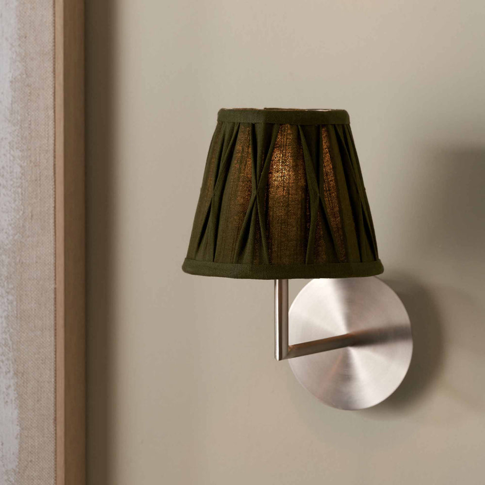 Jani Olive Cotton Pinch Pleat Tapered Lampshade