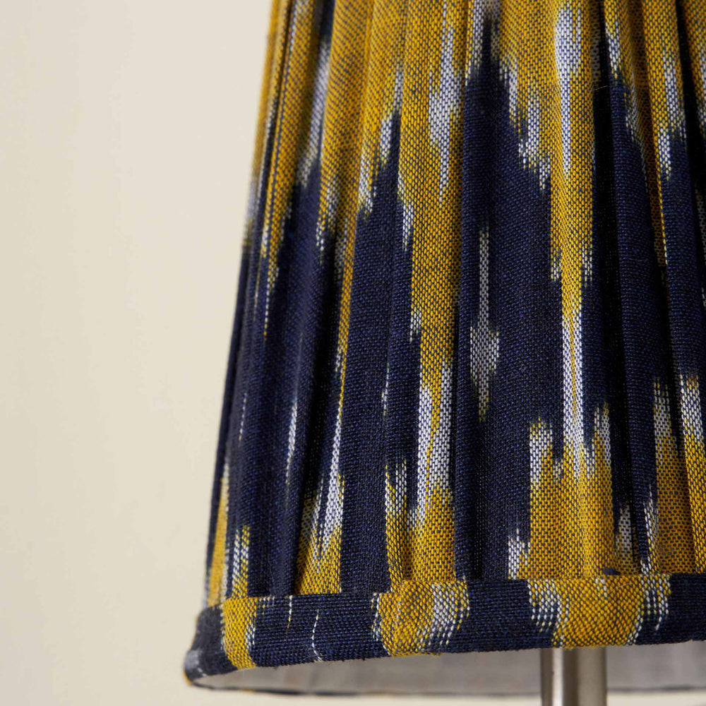 Adana Navy and Yellow Cotton Patterned Mushroom Pleat Lampshade