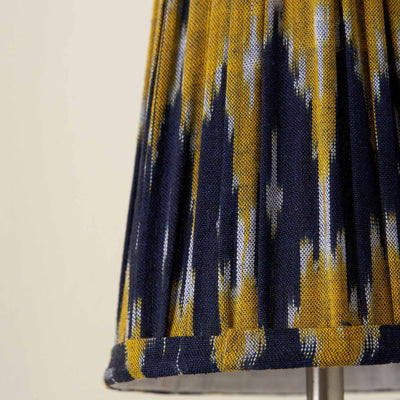 Adana Navy and Yellow Cotton Patterned Mushroom Pleat Lampshade