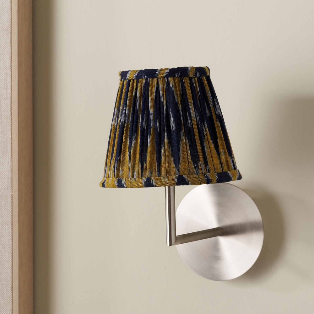 Adana Navy and Yellow Cotton Patterned Mushroom Pleat Lampshade