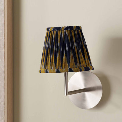 Adana Navy and Yellow Cotton Patterned Mushroom Pleat Lampshade