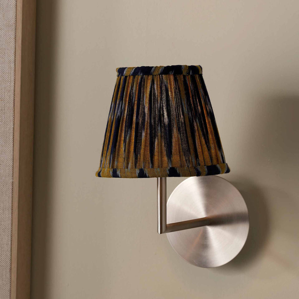Adana Navy and Yellow Cotton Patterned Mushroom Pleat Lampshade