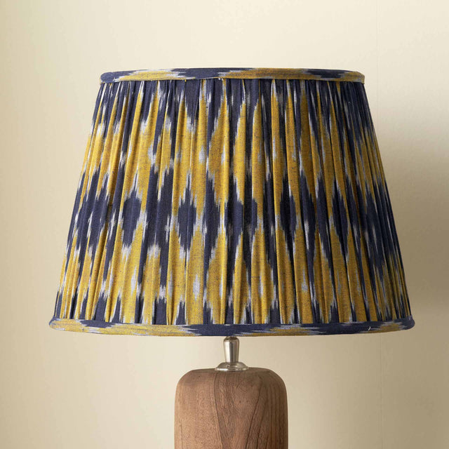 Adana Navy and Yellow Cotton Patterned Mushroom Pleat Lampshade