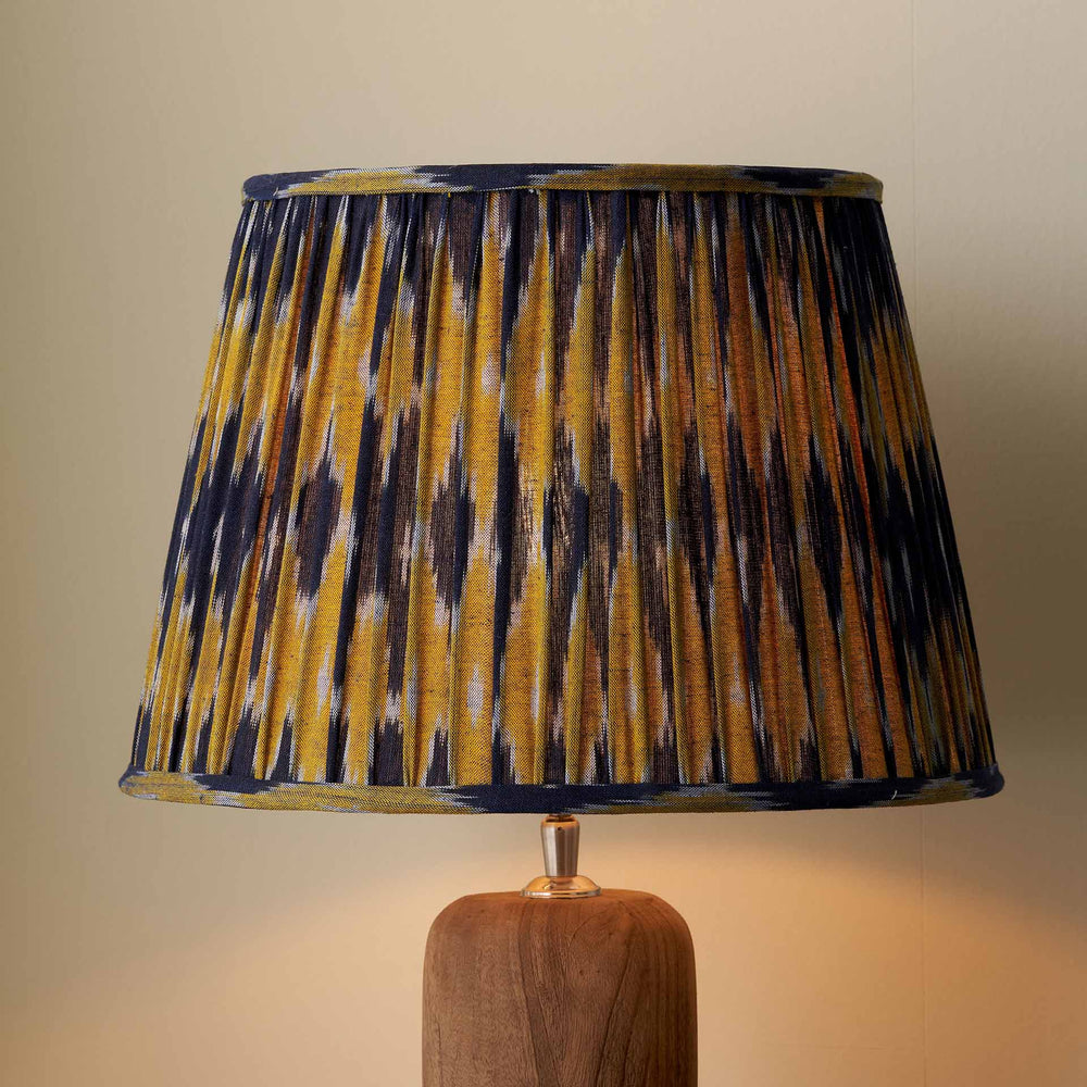 Adana Navy and Yellow Cotton Patterned Mushroom Pleat Lampshade