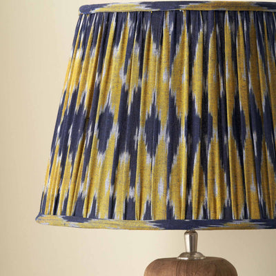 Adana Navy and Yellow Cotton Patterned Mushroom Pleat Lampshade