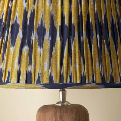 Adana Navy and Yellow Cotton Patterned Mushroom Pleat Lampshade