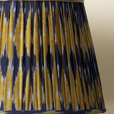 Adana Navy and Yellow Cotton Patterned Mushroom Pleat Lampshade