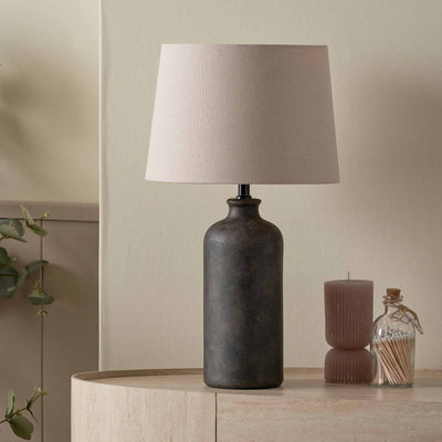Jiro Matt Bronzed Ceramic Bottle Shaped Table Lamp