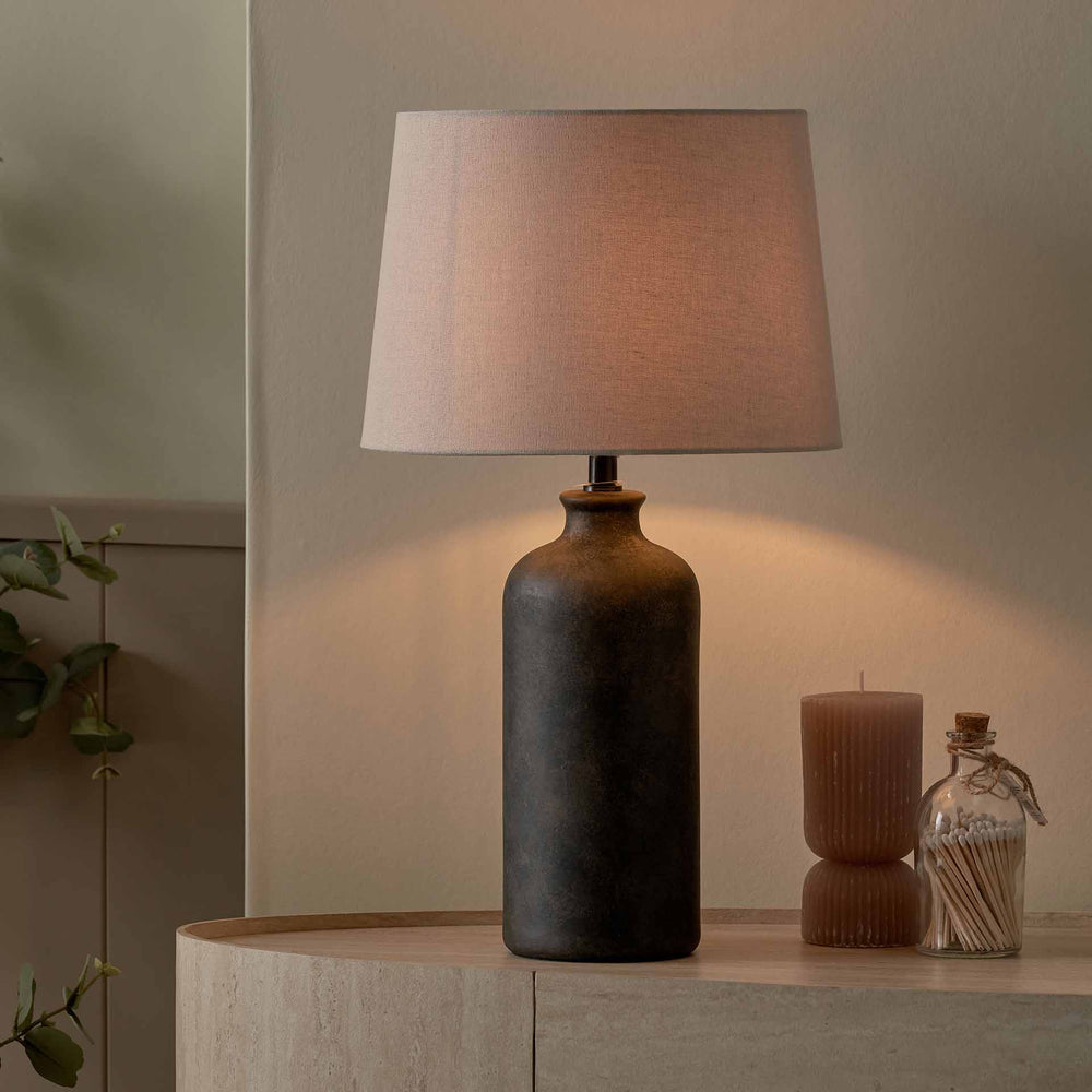 Jiro Matt Bronzed Ceramic Bottle Shaped Table Lamp