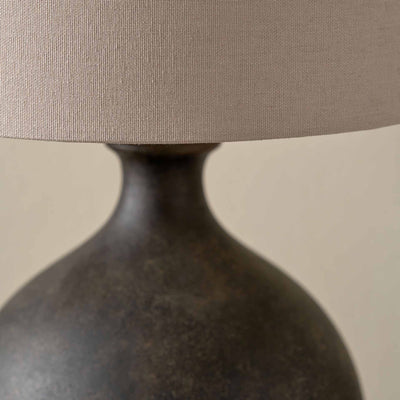 Jiro Matt Bronzed Ceramic Round Table Lamp