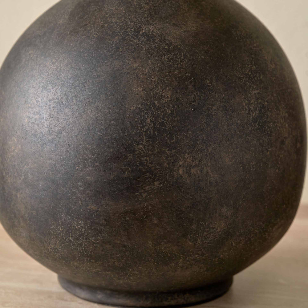 Jiro Matt Bronzed Ceramic Round Table Lamp
