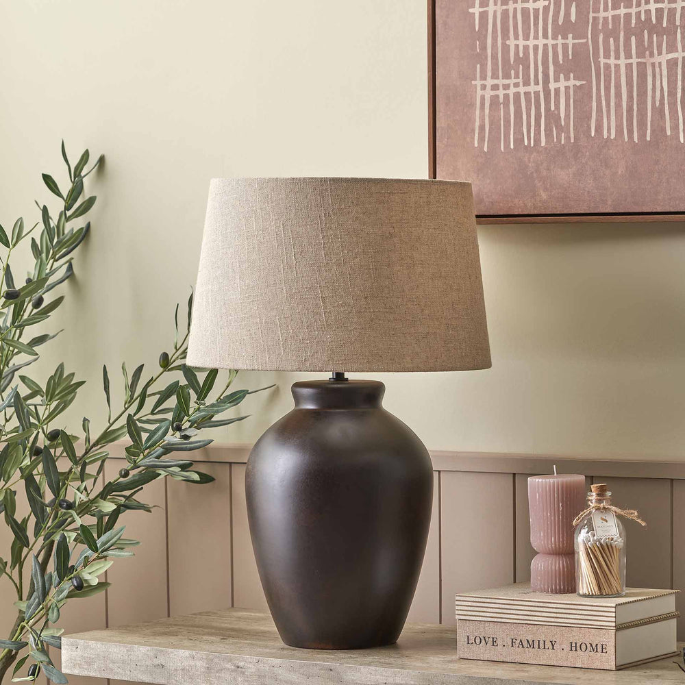 Sable Black Brown Glazed Ceramic Table Lamp