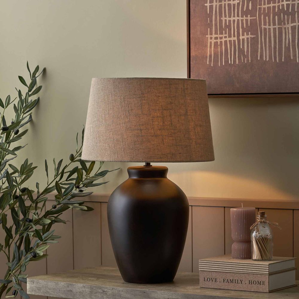 Sable Black Brown Glazed Ceramic Table Lamp