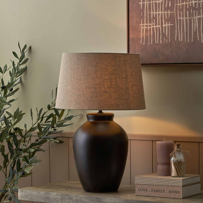 Sable Black Brown Glazed Ceramic Table Lamp