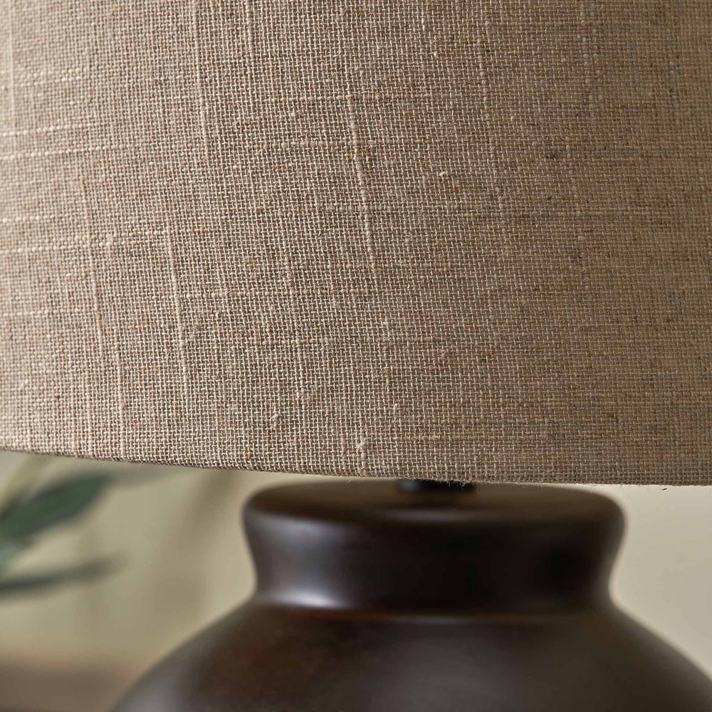Sable Black Brown Glazed Ceramic Table Lamp