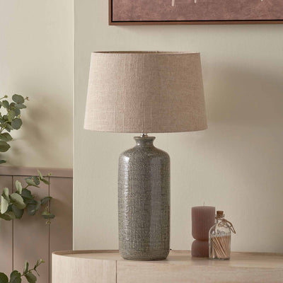 Annecy Slate Grey Textured Ceramic Table Lamp