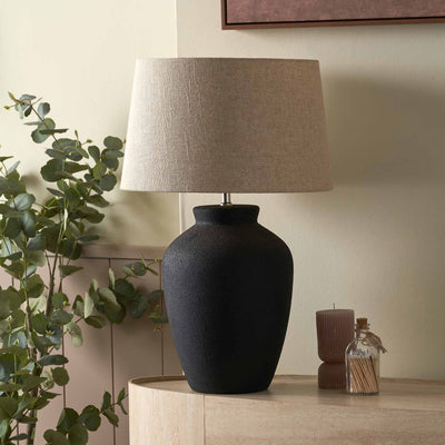 Salto Black Sand Textured Ceramic Table Lamp