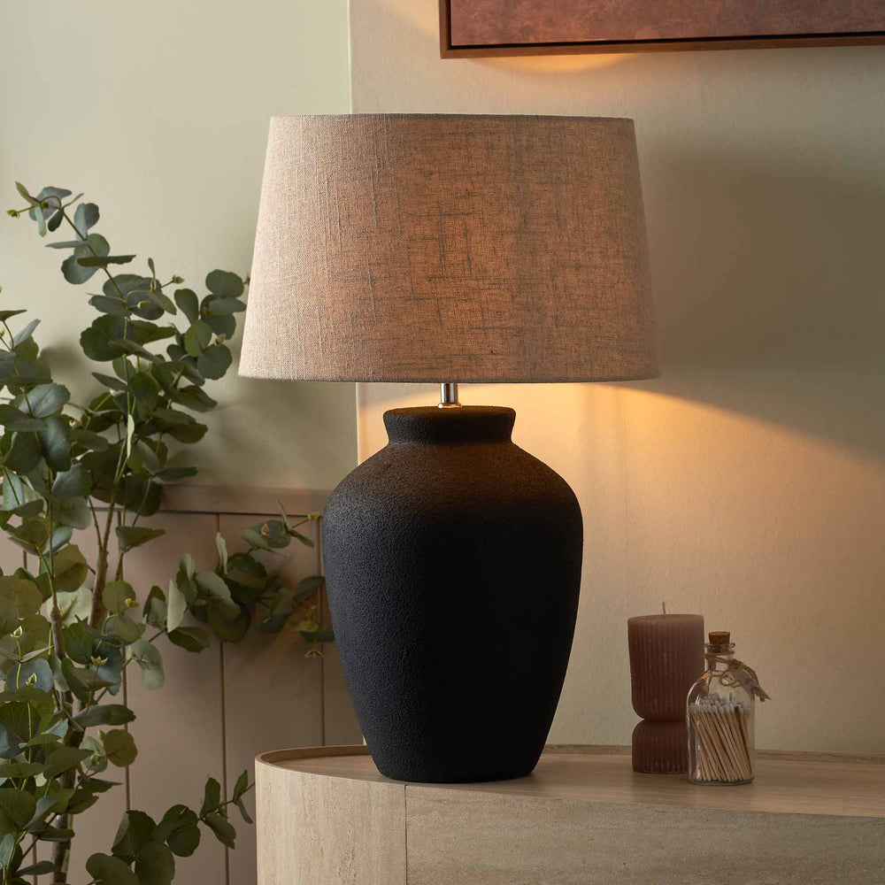 Salto Black Sand Textured Ceramic Table Lamp