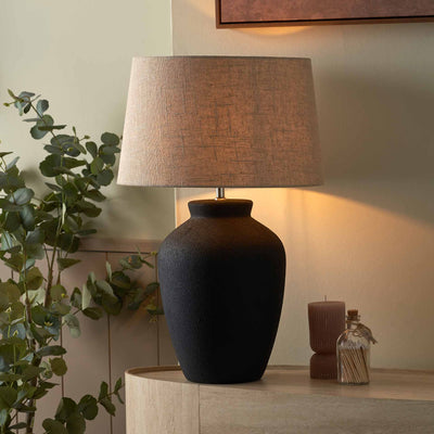 Salto Black Sand Textured Ceramic Table Lamp