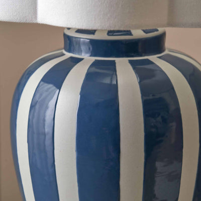 Portia Denim Blue Striped Ceramic Table Lamp Base