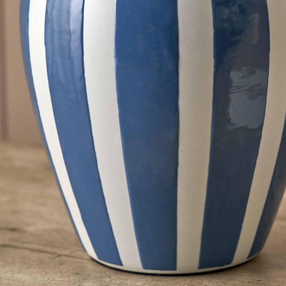 Portia Denim Blue Striped Ceramic Table Lamp Base