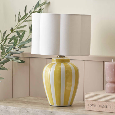 Portia Yellow Striped Ceramic Table Lamp Base