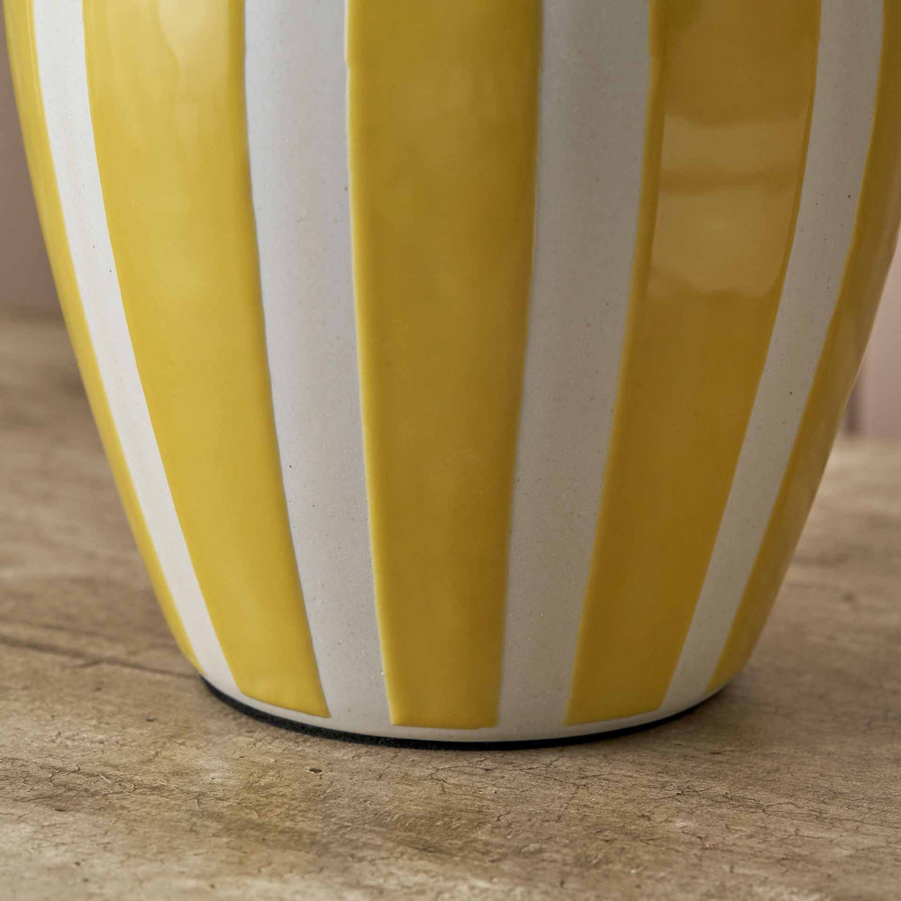 Portia Yellow Striped Ceramic Table Lamp Base