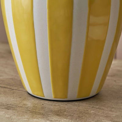 Portia Yellow Striped Ceramic Table Lamp Base