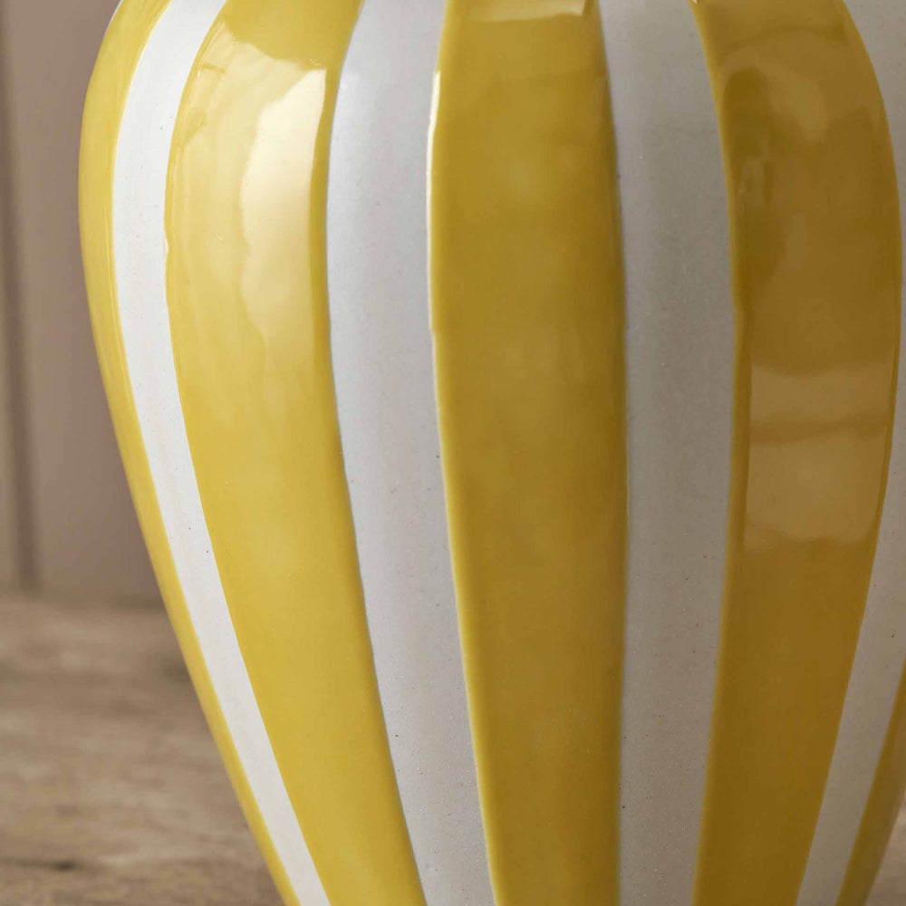 Portia Yellow Striped Ceramic Table Lamp Base
