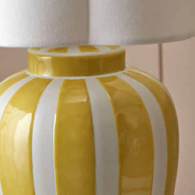 Portia Yellow Striped Ceramic Table Lamp Base