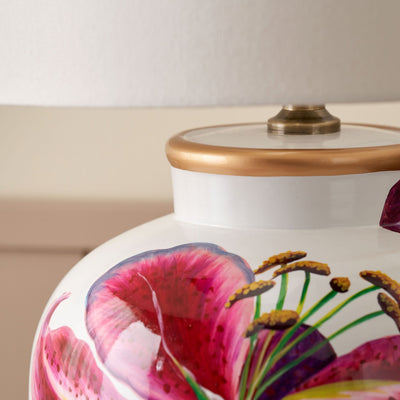 Lillian Pink Lily Ceramic Urn Table Lamp Base