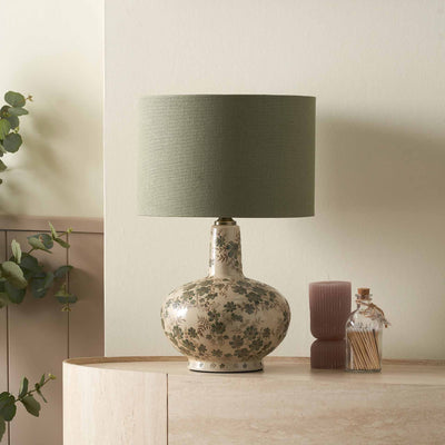 Clara Green Floral Ceramic Table Lamp Base